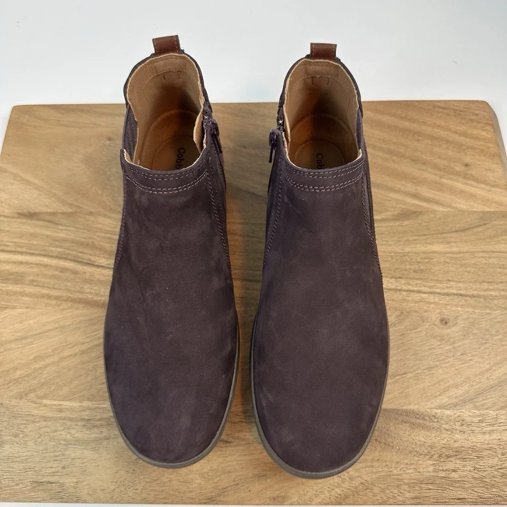 New‎ Womens Cobb Hill Bailee Chelsea Boot Purple Nubuck Leather Shoes Size 9  M